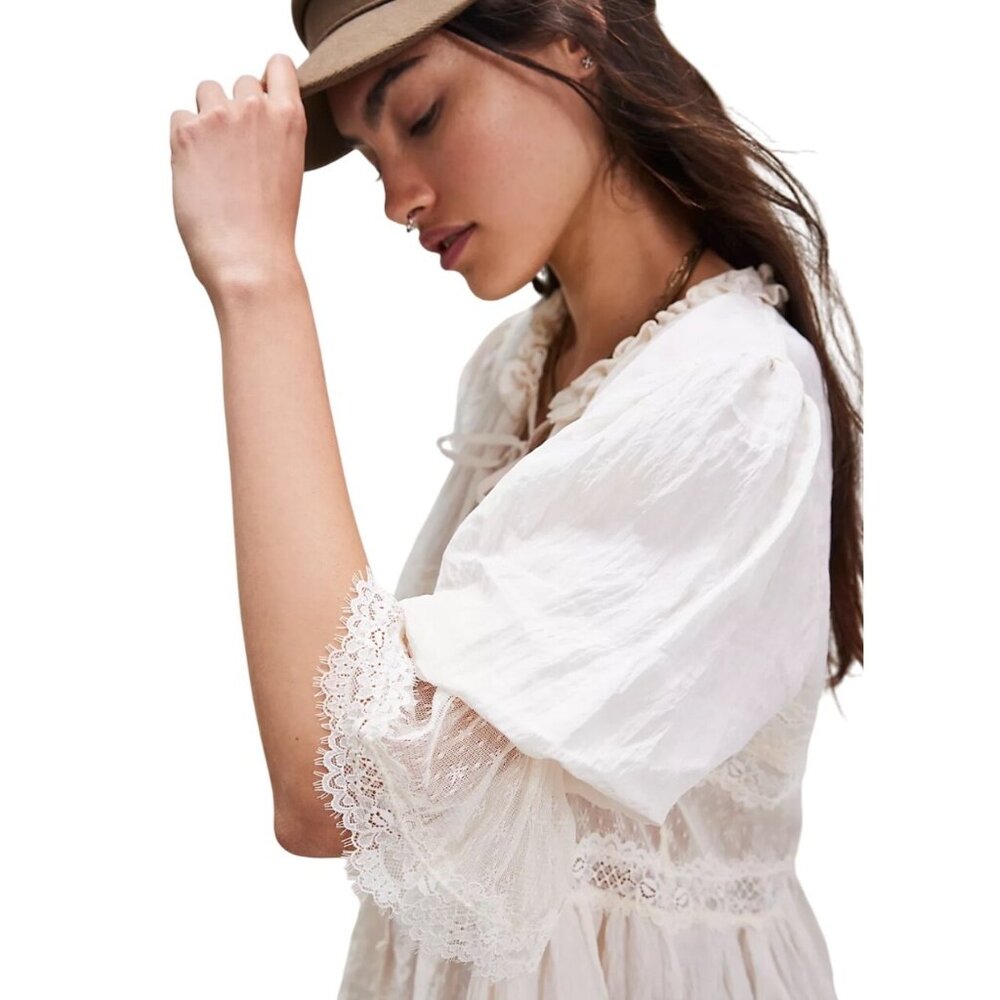 Free People Forever Young Bed Jacket – White Alyssum Size XS New - Picture 7 of 16
